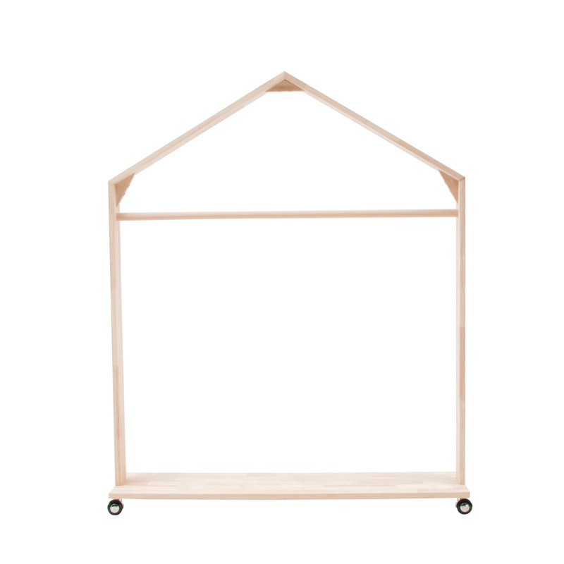 Factory Wholesale Wood Children's Wardrobe Wood Baby Storage Wardrobe Wood Clothing Garment Rack Kid Home Bedroom 