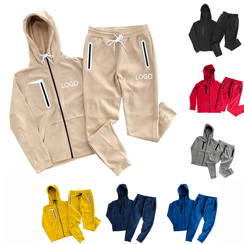 Training &amp; Jogging Wear Fall Winter Custom Sportswear Tracksuits For Men Hoodie Suit Zip Up Jogger Fitness Men Set 